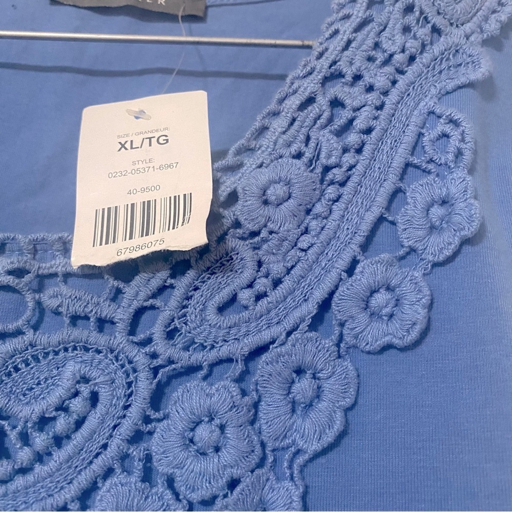 Elegant Cotton Blue Sleeveless Dress - Picture 4 of 7